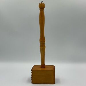 Vintage Wooden Meat Tenderizer Mallet with Handle